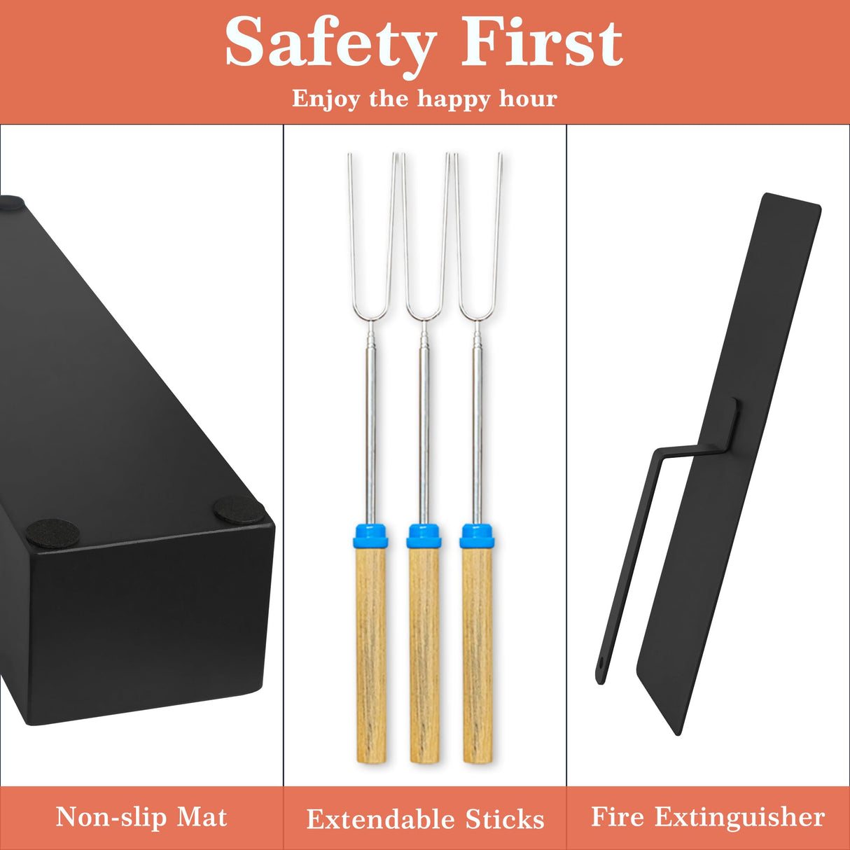 Tabletop Fire Pit with Smores Kit, Table Top Firepit Smores Maker, Portable Outdoor Fireplace Tabletop Decor Home Patio Balcony Backyard Gifts for Mom Dad Men - White Elephant Unique Gift, Black HRANBOTY