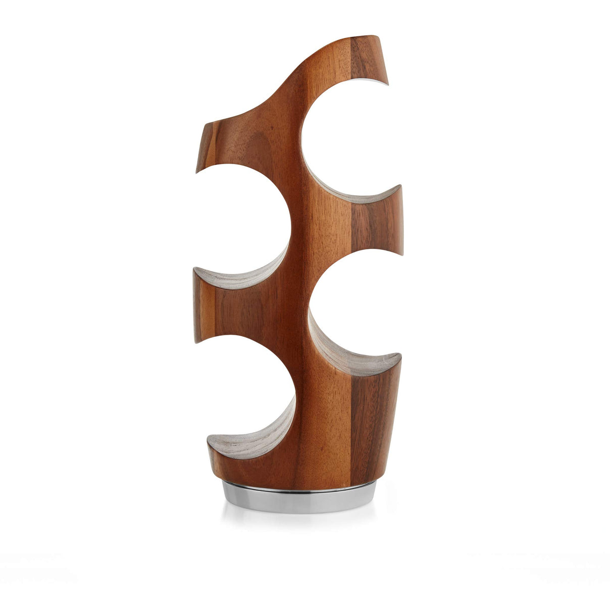 Nambe Vie Wine Rack | Elegant 4-Bottle Holder | Made of Acacia Wood with Alloy Base | 13 Inch Small Wine Rack | Stylish, Perfect for Home Decor & Gifts Nambe