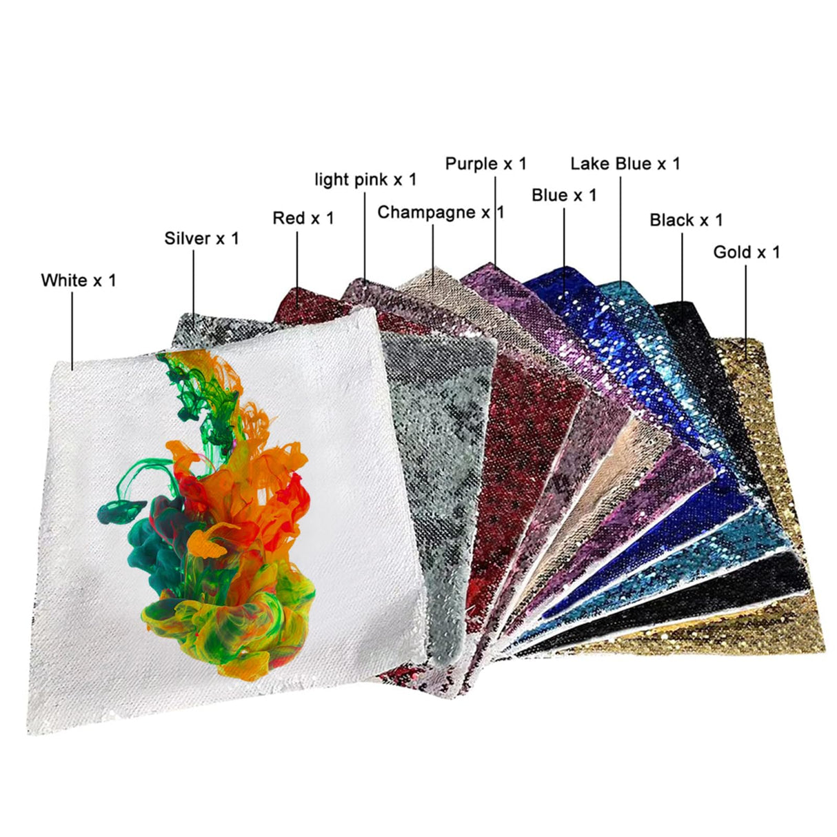 H-E 10PCS Mixed Color Sublimation Reversible Sequin Pillow Case Cover Blanks Square Mermaid Throw Pillowcase Covers Sofa Cushion Cover Case 15.75"x15.75" H-E