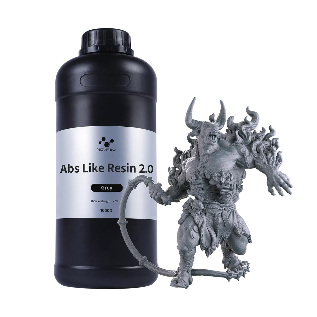 Nova3D ABS-Like Precision 2.0 3D Printer Resin – Enhanced Toughness & Strength, High Precision, Low Odor, Wide Compatibility with 12K/14K LCD Resin 3D Printers (Gray, 1kg) NOVA3D