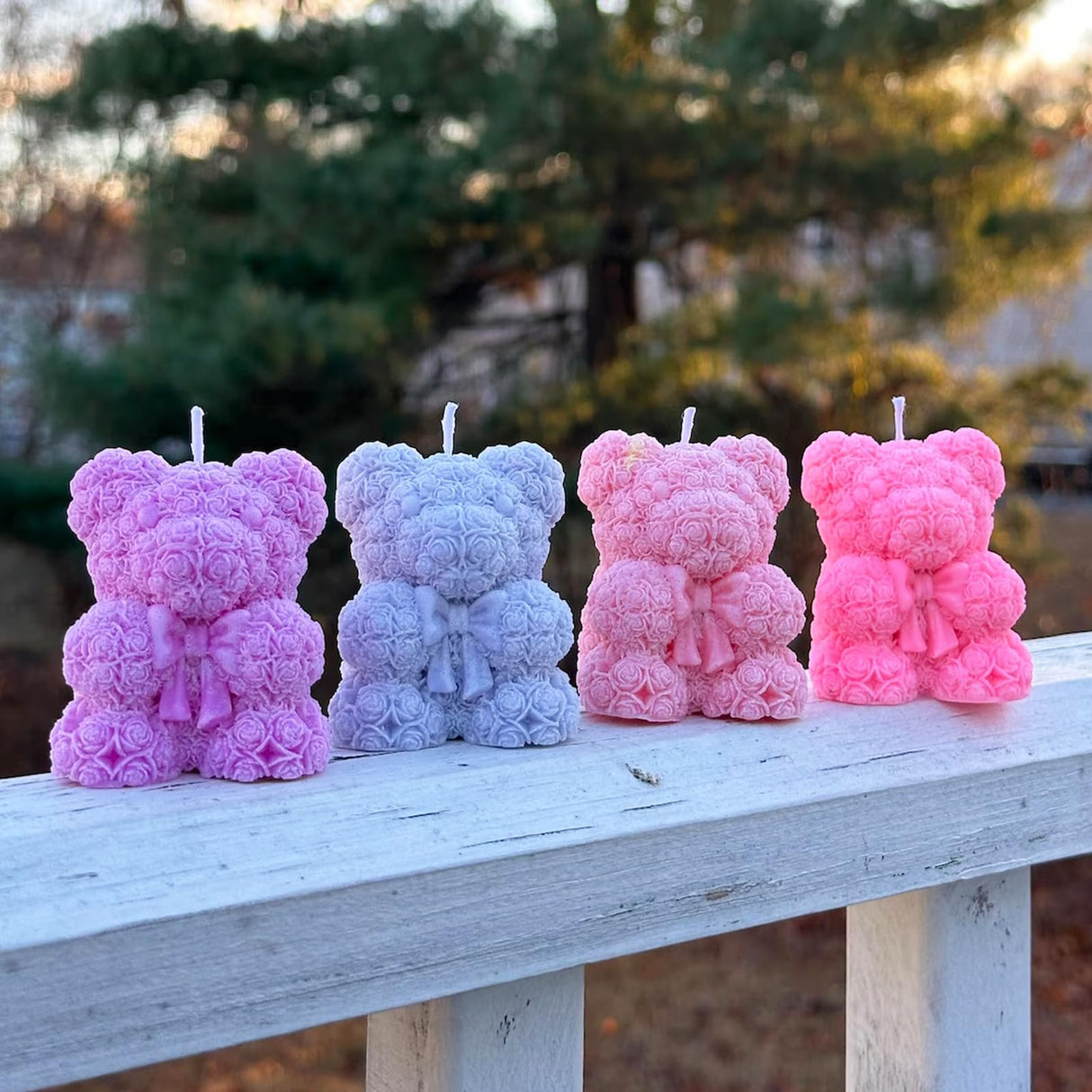 2PCS Rose Bear Silicone Mold,3D Teddy Bear Candle Making Molds,Silicone Epoxy Resin Mould,Ornament for DIY Wax Candle Art Craft Cake Chocolate Home Decor Valentine Gifts Birthday Gift(MINI) JDH Silicone