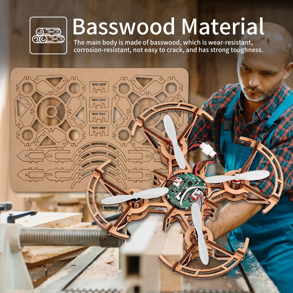 Diy Mini Wooden Drone RC Quadcopter Building Kits for Kids or Beginner,School Educational Science Kits Remote Control for Boys and Girls and Teens(Ages 5-7, 5-9, 8-12, 10+) gkfescc XYQ-2 gkfescc