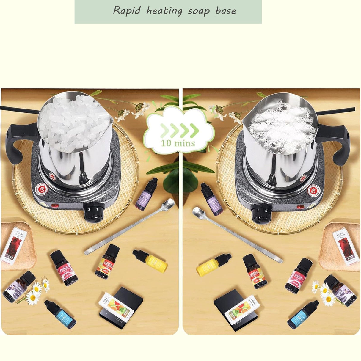 DIY Soap Making Supplies,Soap Making Kits For Soap Melter,4.4 Lb Soap Base,6 Essencial Oils,7 Dyestuffs Suitable,Silicone Loaf Molds Soap Cutters For Soap Making,Diy Parent-Child Games Soap Kits HSHIN