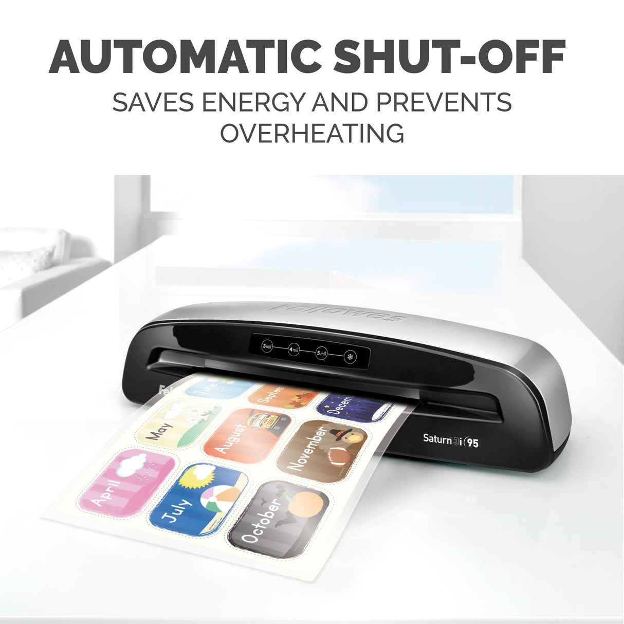 Fellowes Saturn 3i 95 Thermal Laminator Machine for Home or Office with Pouch Starter Kit, 9.5 inch, Fast Warm-Up, Jam-Free Design(5735801) Fellowes