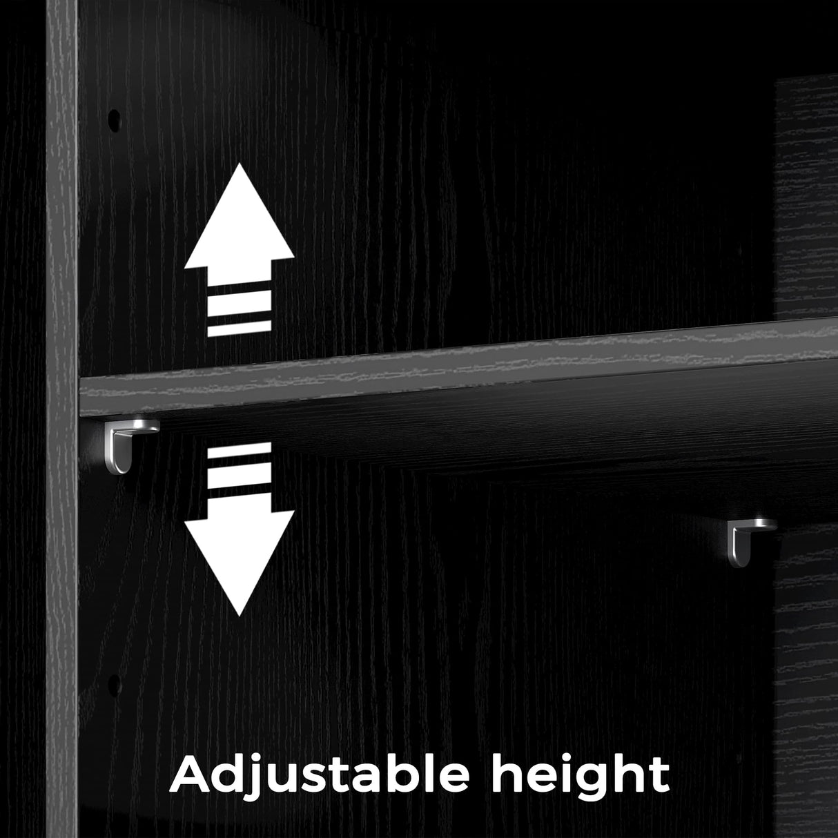 IRONCK Short Bookshelf with Cabinet, Short Bookcase with Doors, Low Bookcases with Charging Station, 2 Shelf Bookcase for Living Room, Office, Black IRONCK