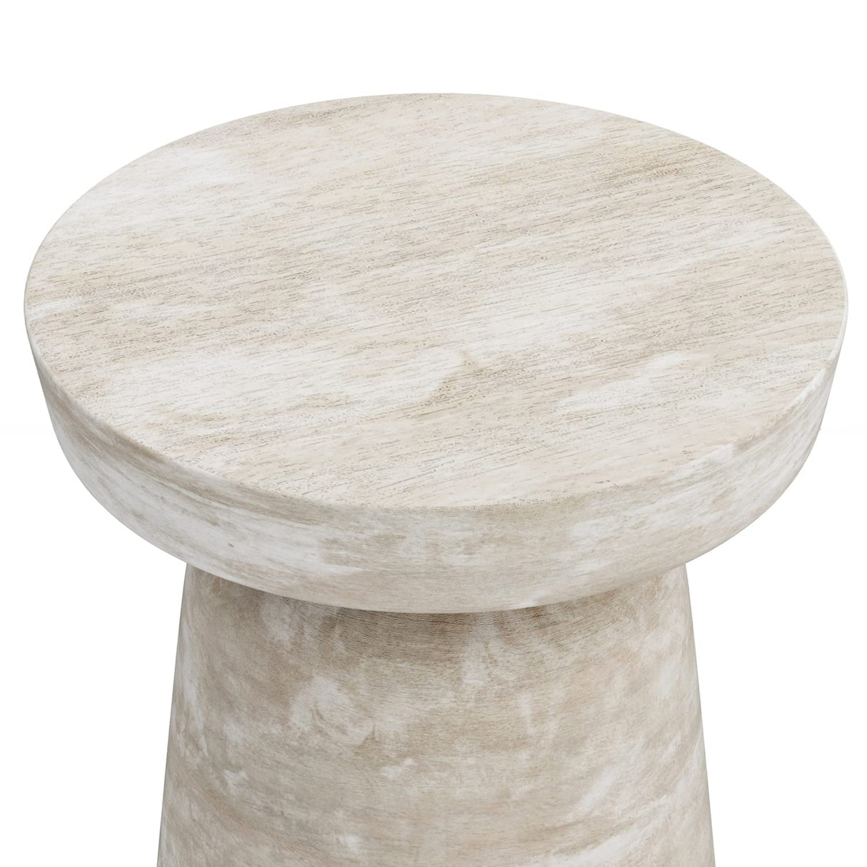 SIMPLIHOME Robbie SOLID MANGO WOOD 16 Inch Wide Round Contemporary Rustic Accent Table in Distressed White Wash, Fully Assembled, For the Living Room and Bedroom SIMPLIHOME