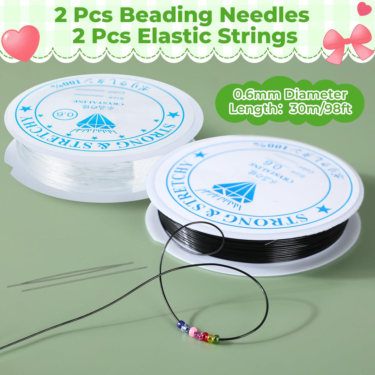 Tondiamo 32000 Pcs 2mm Glass Seed Beads and 12000 Pcs 7mm Tube Beads Set, Small Craft for DIY Bracelet Necklaces Crafting Jewelry Making Supplies with Beading Needles Elastic Strings, 48 Colors Tondiamo