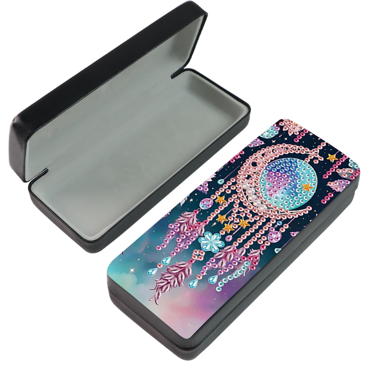 JZHYOAN 6.3×2.67×1.3 Inch Handmade 5D Diamond Art Kit DIY Diamond Painting Glasses Case Travel Sunglasses Holder Portable Storage Box Eyeglass Storage Box for Gift Giving Office Multi-Scenes JZHYOAN