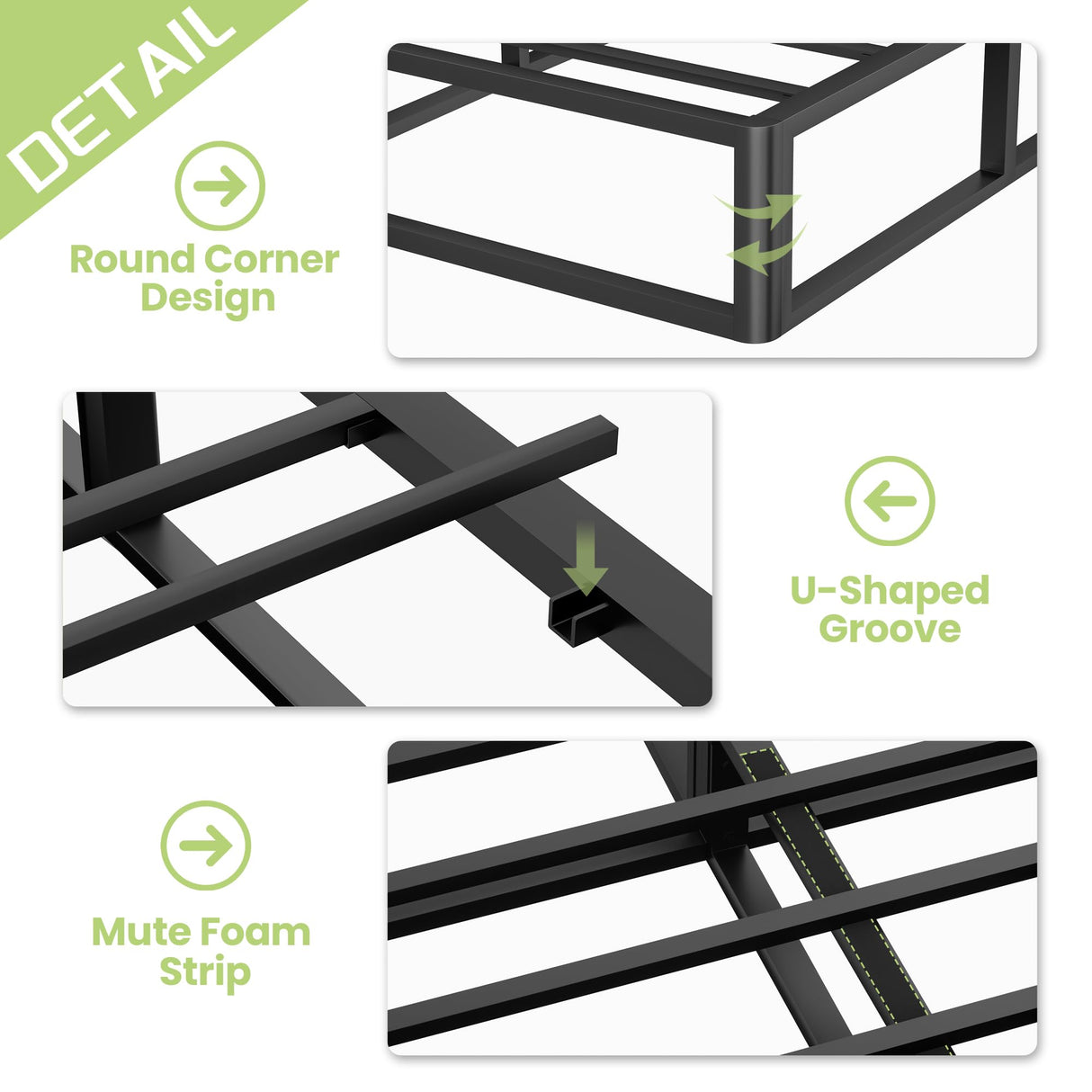 King Box Spring, 5 inch Box Spring for King Bed, Heavy Duty Metal Bed Frame with Fabric Cover, 3000lbs Max Weight Capacity Bed Base Mattress Foundation, Easy Assembly, Noise Free, Black Superay