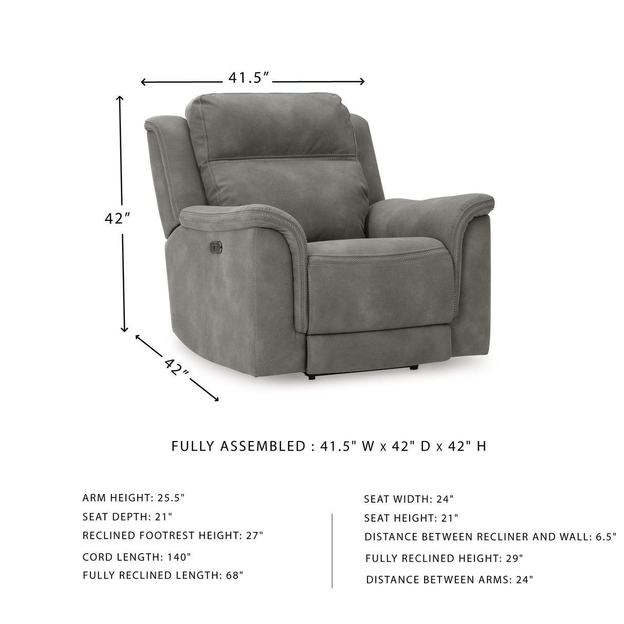 Signature Design by Ashley Next-Gen DuraPella Power Recliner with Adjustable Headrest, Gray Signature Design by Ashley