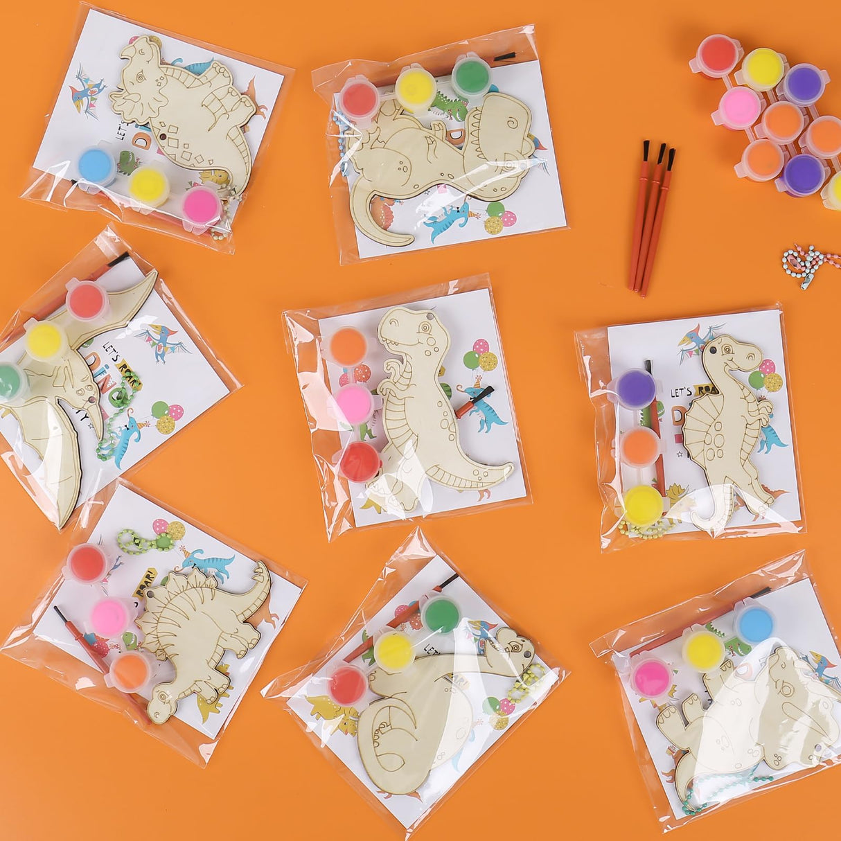 JOTIKO 24 Pack Dinosaur Party Favors Painting Toys – Kids Birthday Goodie Bag Filler Pinata Stuffers Classroom Prizes Exchange Gifts, Dinos Wood Keychain Paint Kits Arts and Crafts for Kids Girls Boys JOTIKO