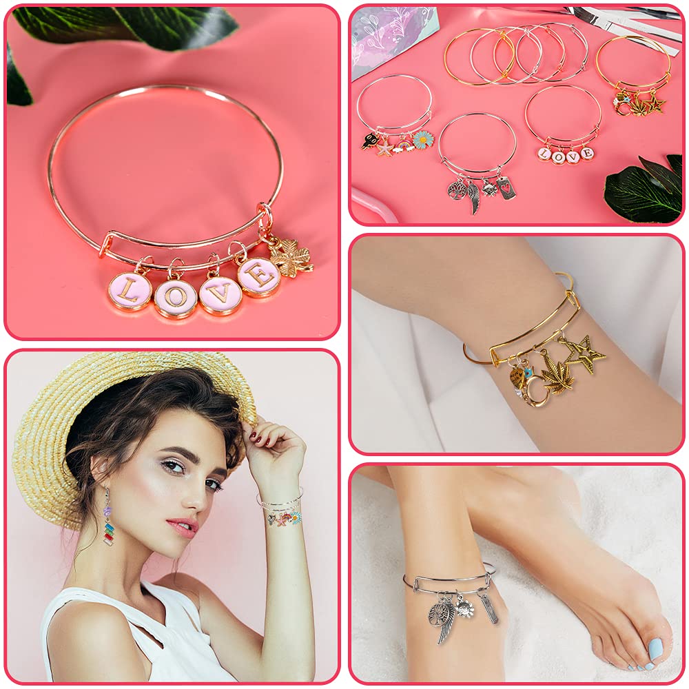 Sofier 542pcs Bangle Bracelet Making Kit DIY Jewelry Making Kit and Supplies Expandable Charm Bracelets Pendants Plier Set Toy Art Craft Gift for Girl Teen Women Adult Sofier
