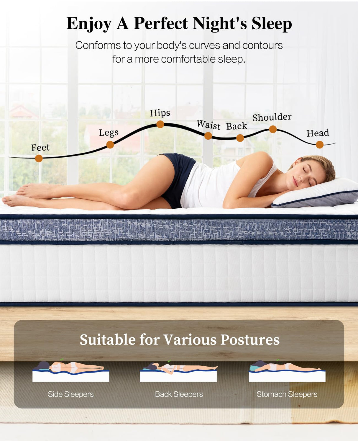 UltraSnooze Twin Mattress, 8 Inch Hybrid Mattress in a Box, Medium Firm, Memory Foam and Individual Pocket Springs for Pressure Relief, CertiPUR-US Certified UltraSnooze