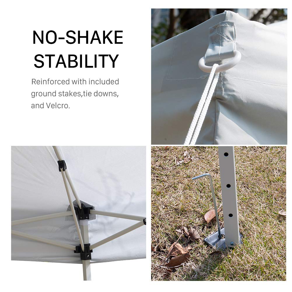 Polar Aurora 10' X 20' Easy Pop up Canopy Party Tent Outdoor Patio Wedding Party Tent Folding Waterproof w/ 4 Removable Sidewalls and Portable Bag - White Polar Aurora