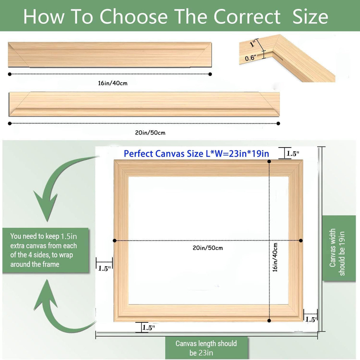 2 Set 16"X 20" DIY Wood Canvas Stretcher Bars,Removable Canvas Frames Kit,Lightweight Sturdy Stretcher Frames for Oil Painting,Diamond Painting,Canvas Painting and Needle Arts Supplies (16in*20in) BROTOSPAC