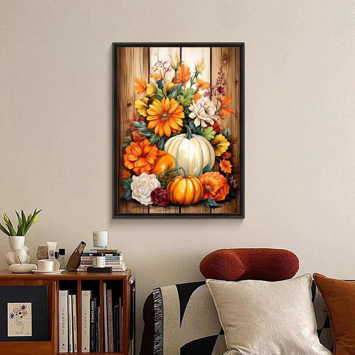 Pumpkin Diamond Art Kits for Adults, Fall Diamond Painting Kits for Adults Beginners, DIY 5D Diamond Painting with Round Gem Art Kits for Gift Home Wall Decor 12x16 Inch Fountor