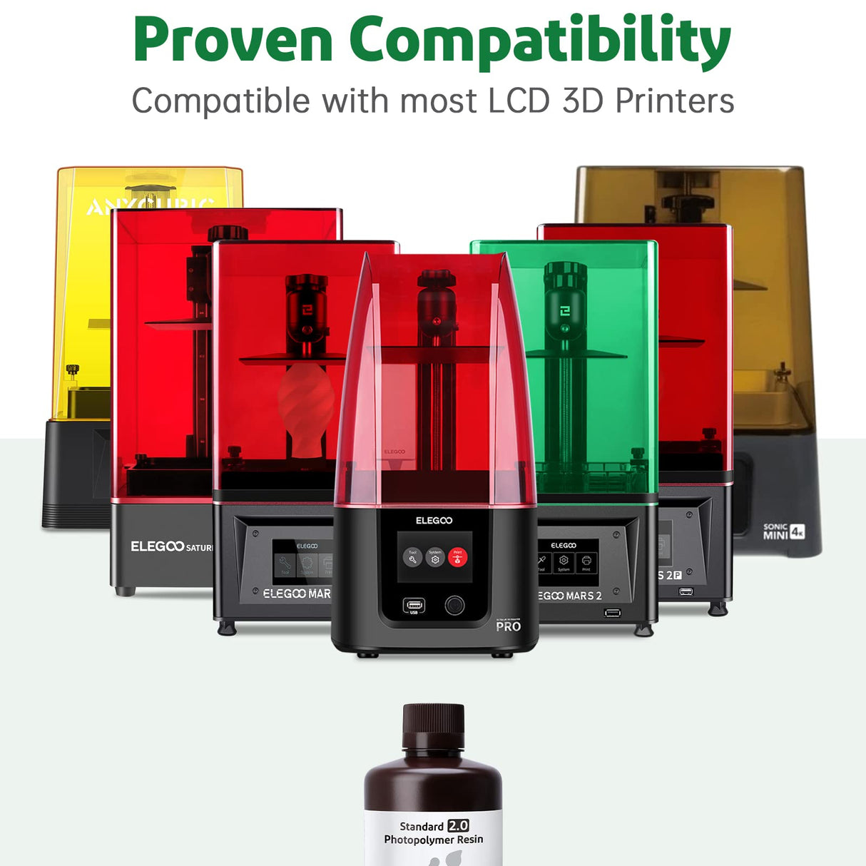 ELEGOO Standard 2.0 3D Printer Resin 1000g Grey, Rapid Precise Printing Low Odor 405nm LCD UV-Curing for LCD 3D Printer ELEGOO