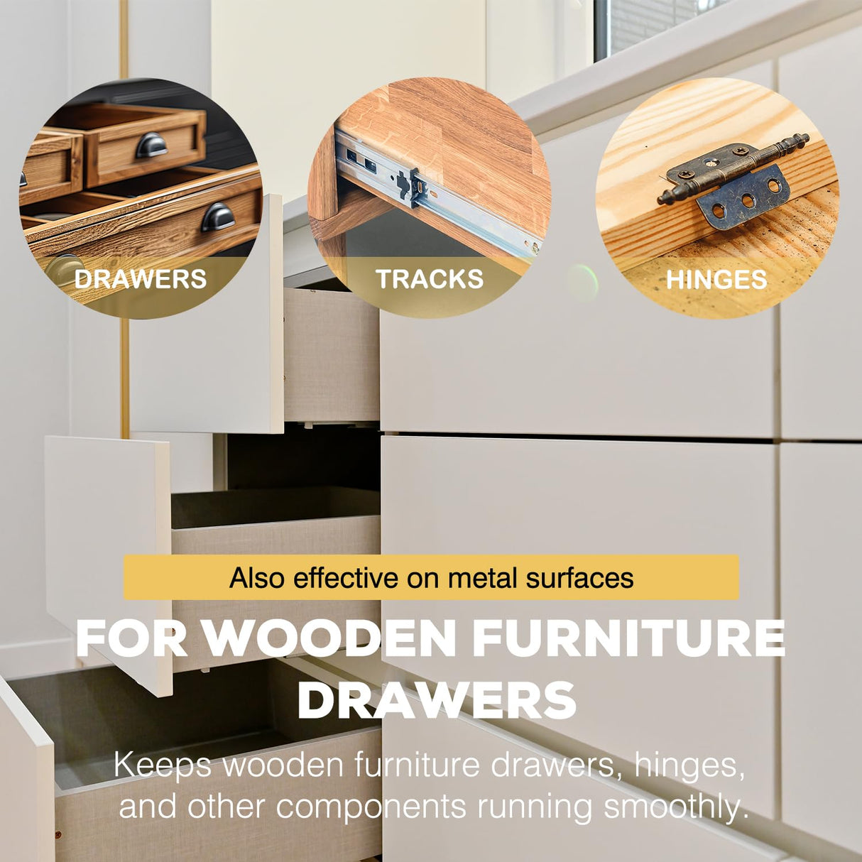 Wood Lubricant & Wood Wax - Multi-Purpose Paste Wax for Wood, Sliding Drawer & Door Hinge Lubricant, Drawer Wax - Restore & Maintain Wooden Slide, Loosen Drawer Slide -3.5Oz Qoddxx