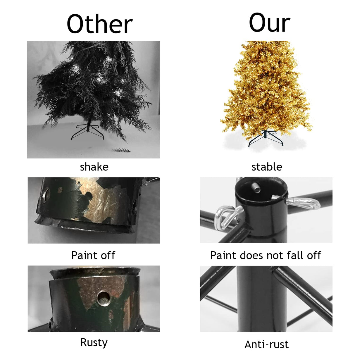 Maylai 24 inch Large Christmas Tree Stand for Artificial Trees, Folding Christmas Tree Base for 3 Ft to 7 Ft Artificial Trees, Fits 0.5-1.25 Inch Tree Pole, Green Maylai