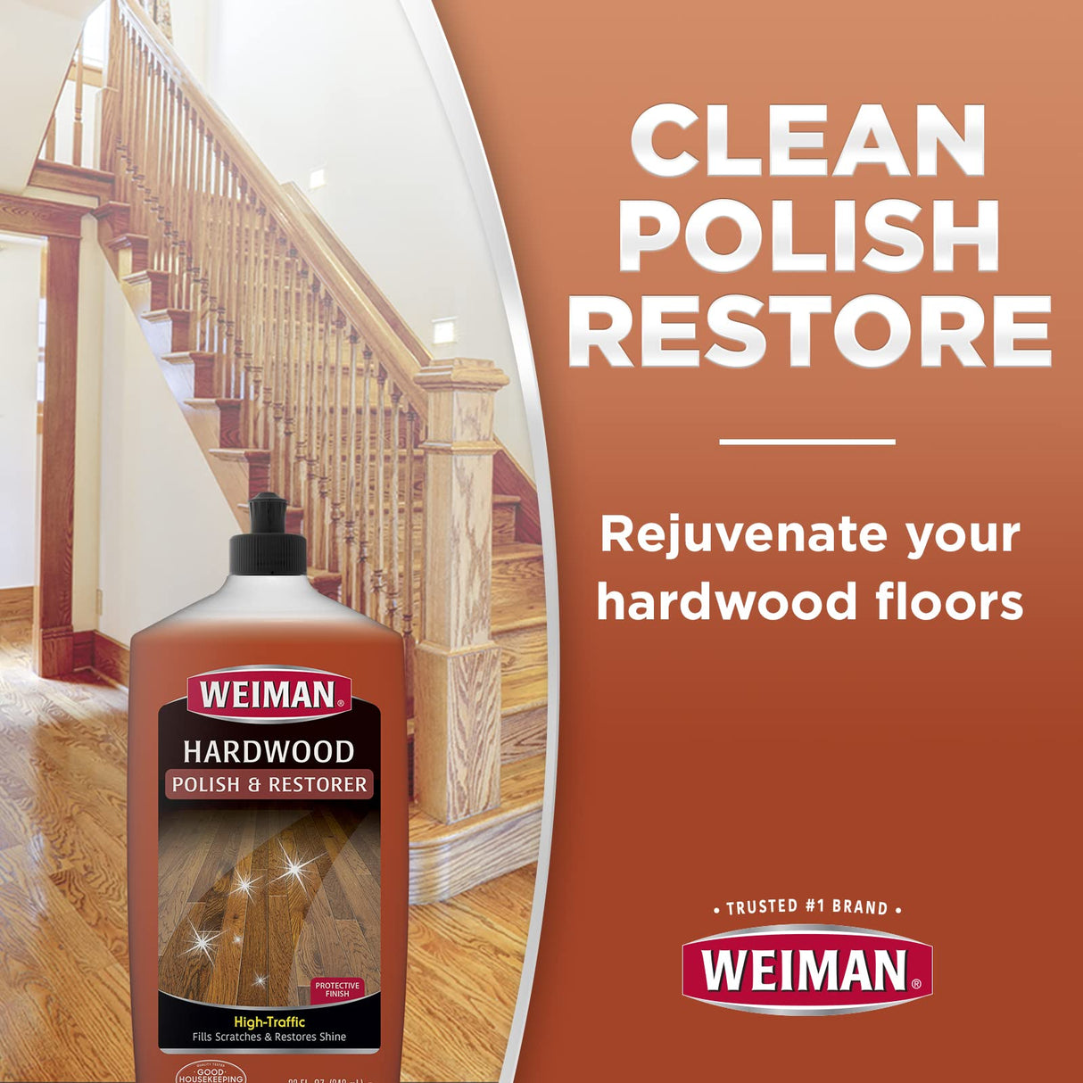 Weiman Wood Floor Polish and Restorer 32 Oz 3PC Bundle - High-Traffic Hardwood Floor, Natural Shine, Removes Scratches, Leaves Protective Layer Weiman