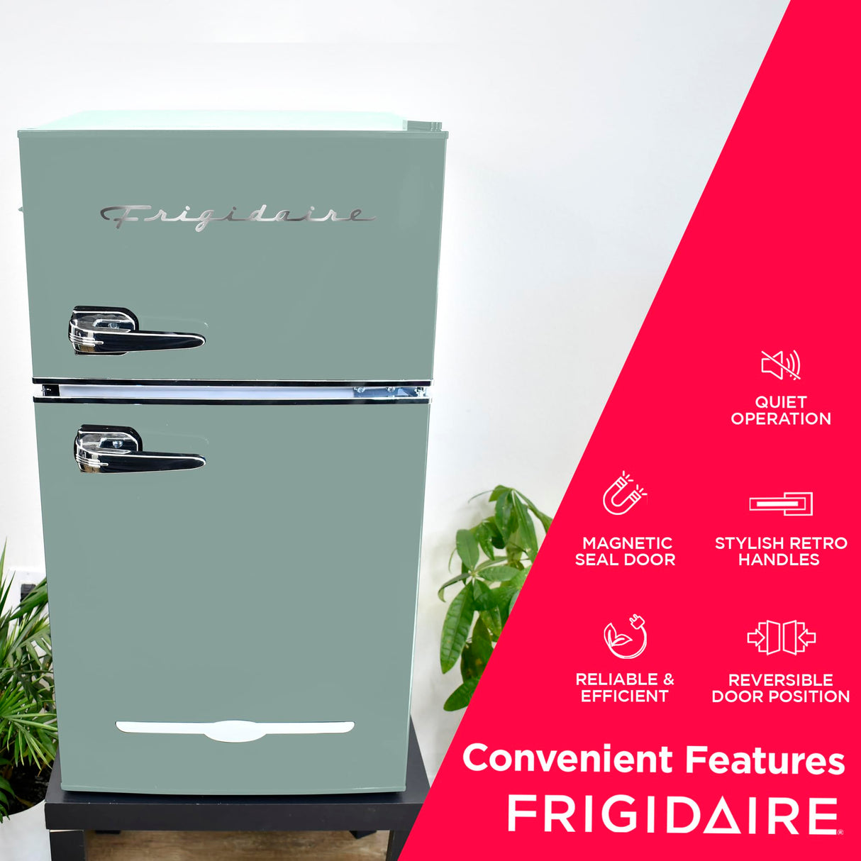 Frigidaire EFR840-MINT EFR840 Retro Mini Fridge with Freezer & Side Bottle Opener-Small 2 Door Refrigerator for Office Bar or College Dorm Room-3.2 Cu Ft – 19”"D x 20.5"W x 33.5"H (Mint) Frigidaire