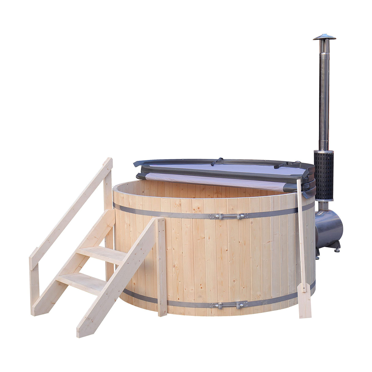 Wood-Fired Hot Tub and Ice Bath | Wood-Burning Hot Tub | Cold-Plunge Tub | 4-5 Person | 422 Water Gallon Capacity | Pine ALEKO