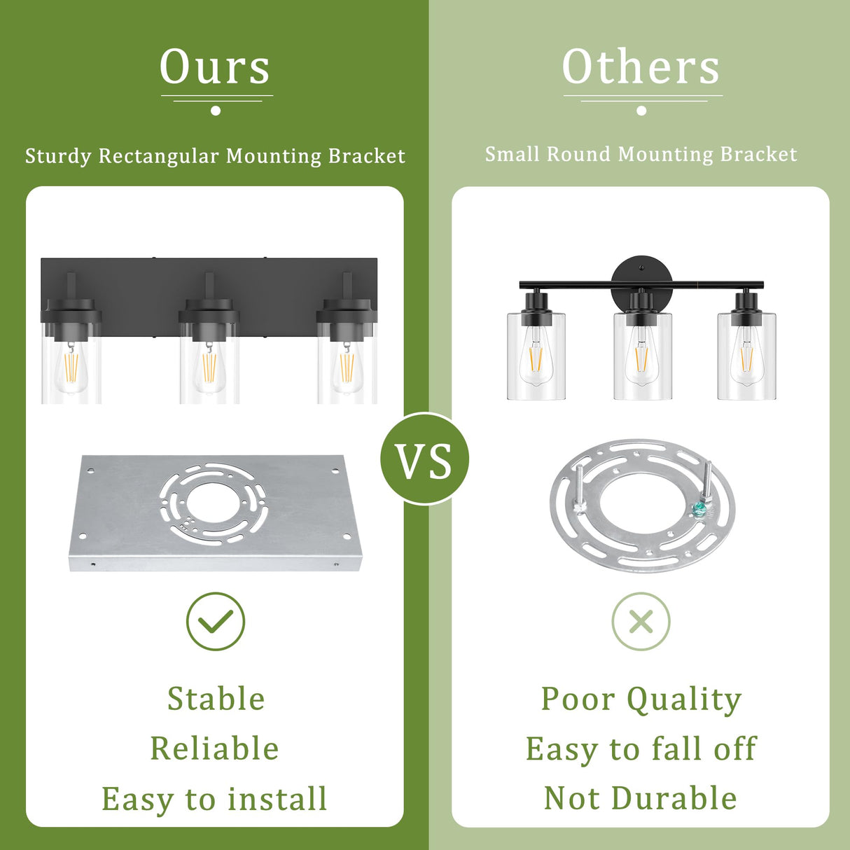 Espird Bathroom Vanity Light, 3 Light Matte Black Vanity Lights with Clear Glass Shade, 22in Modern Wall Sconces, Bathroom Lighting Fixtures Over Mirror for Living Room Espird