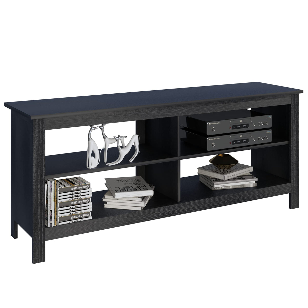 Panana Black TV Stand for 50 inch TV, Storage Shelves, Entertainment Center, Media Console, Living Room, Bedroom Panana