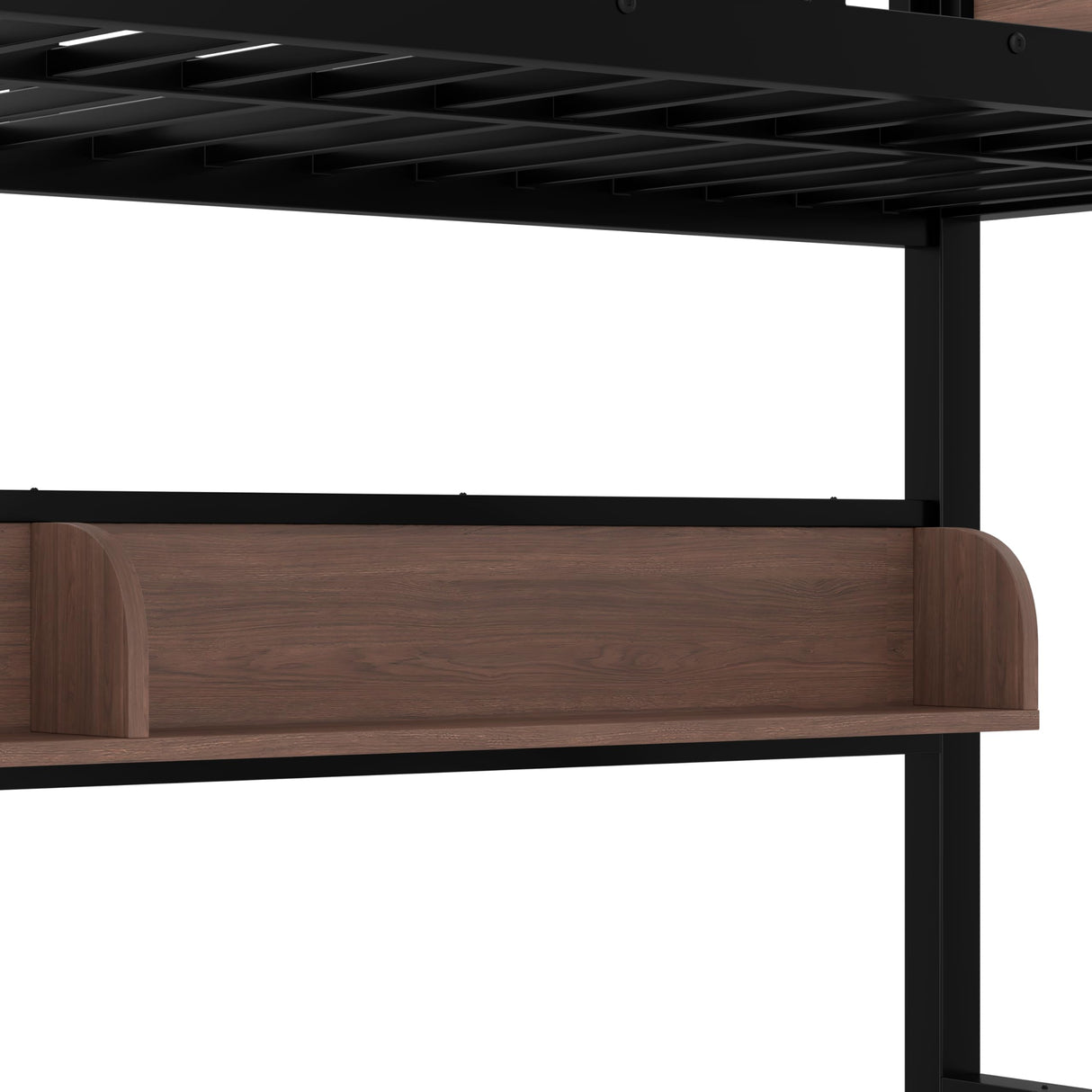 Bellemave Bunk Beds Twin Over Full Size with Storage Shelves & LED Light, Metal Twin Over Full Bunk Bed Frame with Wood Board & Sturdy Slats, Heavy Duty Bed Frame, Noise Free, Black Bellemave