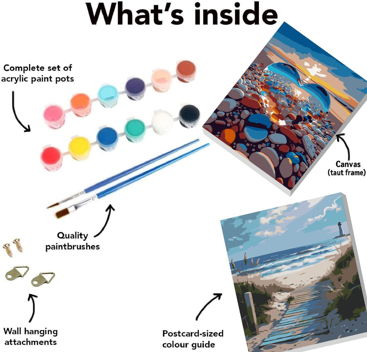 6 Pack Paint by Numbers Kits with Framed for Adults Beginners, Beach Paint by Number Kits on Canvas with Wooden Easel, DIY Acrylic Oil Painting Kits with Brushes for Home Wall Decor (8x12 inch) Mrnsiet