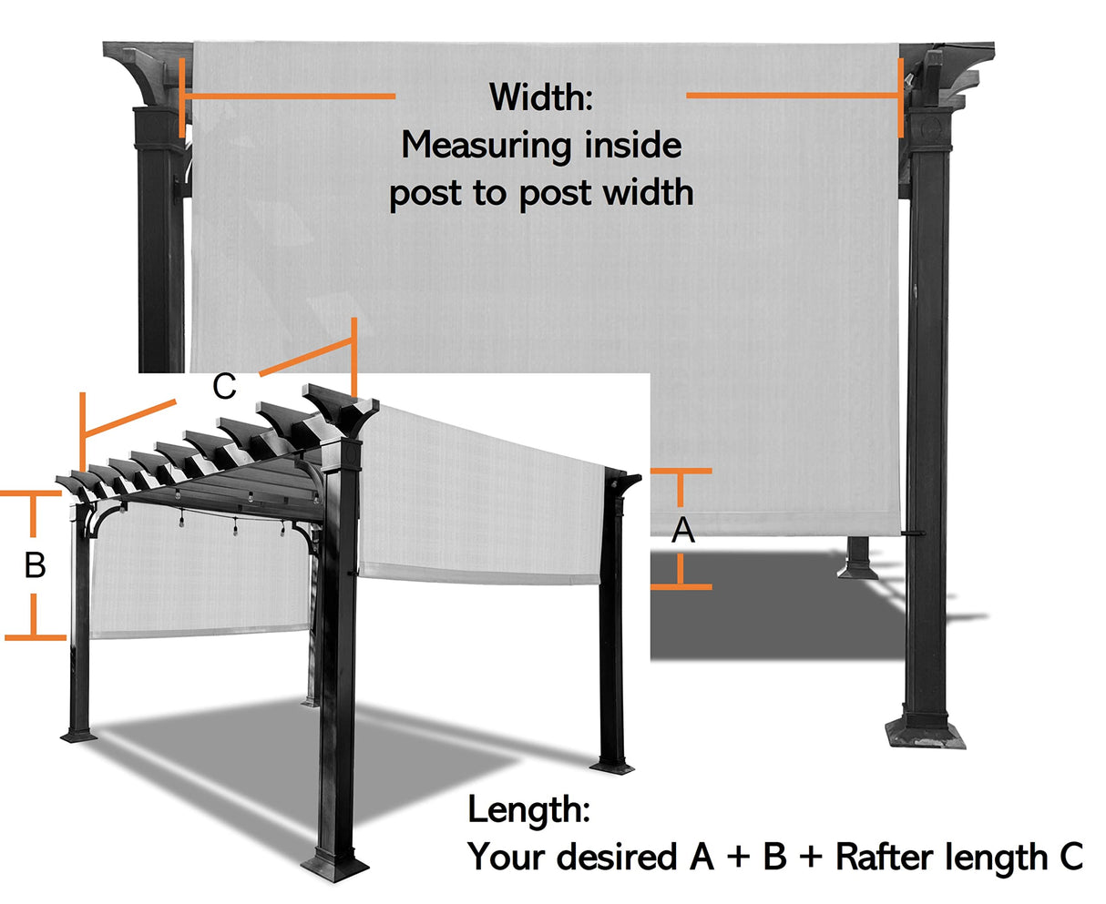 Universal Pergola Replacement Canopy Shade Cover with Breathable HDPE Fabric & Rod Pockets for 10 x 10 FT Pergola, Canopy Size: 192'' L x 106'' W (Mocha Brown) Alion Home