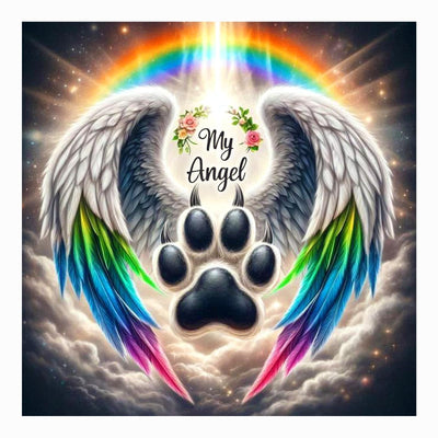 FHBUBPUP Angel Diamond Painting Kits for Adults, Dog Diamond Art Kits for Beginners - DIY Full Drill Round Diamond Dot Gem Art, Craft Gift Suitable for Home Wall Decoration 12×12Inch