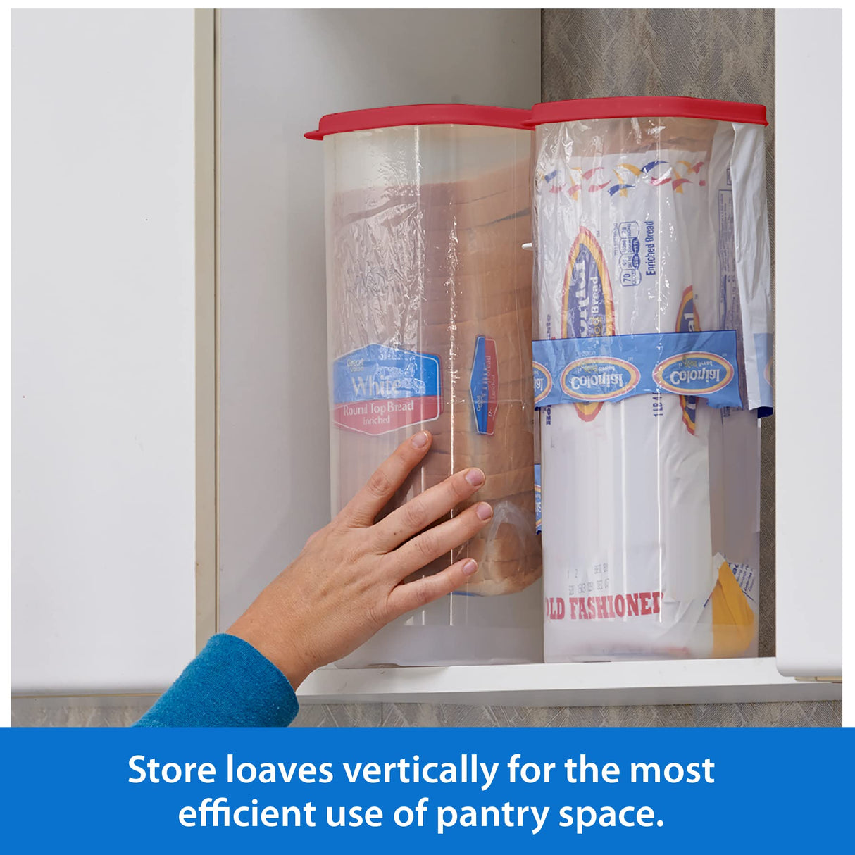 Buddeez Bread Buddy Bread Box – Bread Container & Bread Storage for Kitchen Counter, Sandwich Bread Holder, Bread Saver & Bread Keeper, Bread Bin & Breadbox Countertop Storage, Red Lid, (Pack of 2) Buddeez