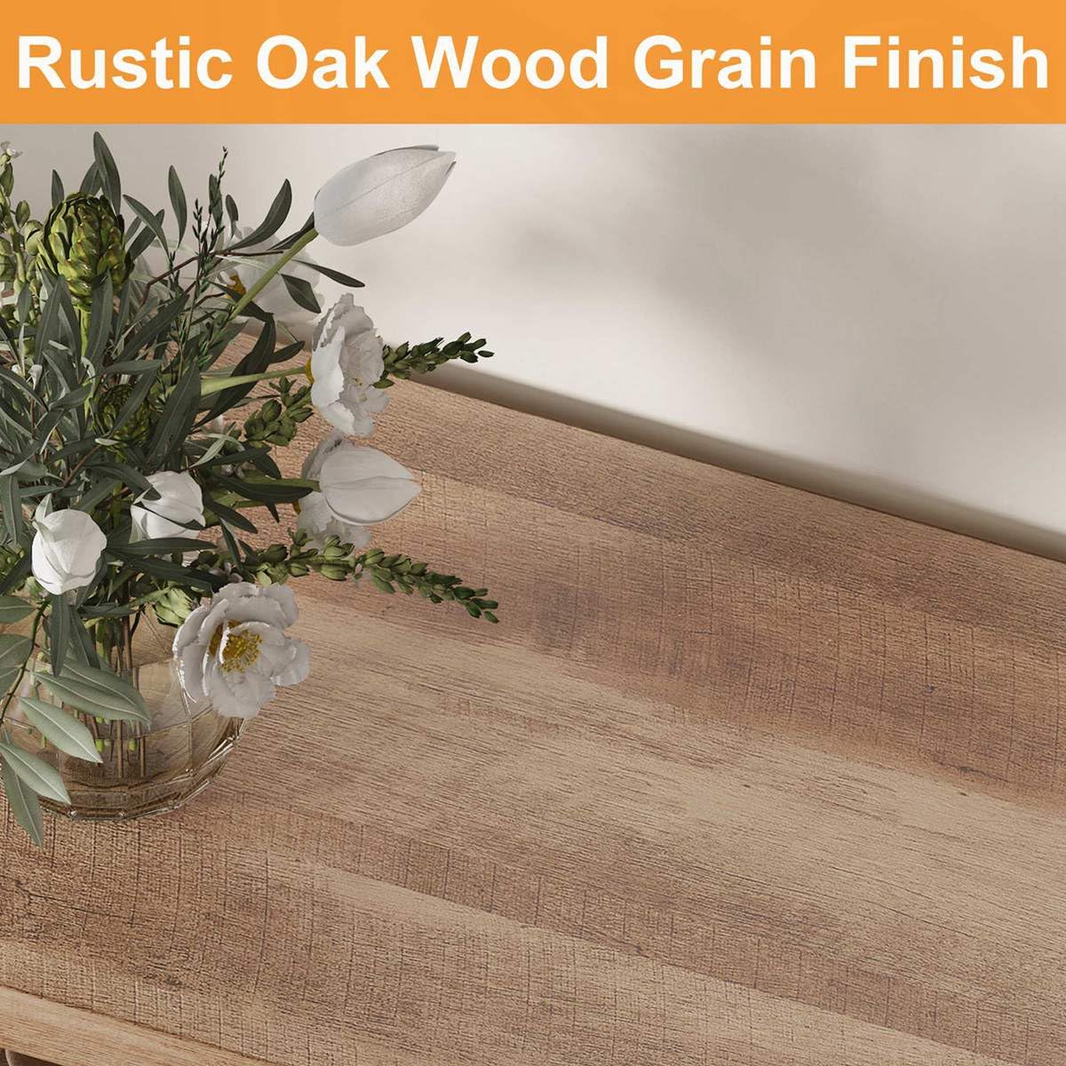 Rustic Oak FATORRI Tall Bookcase with Doors and 6 Cube Organiser for Living Room FATORRI