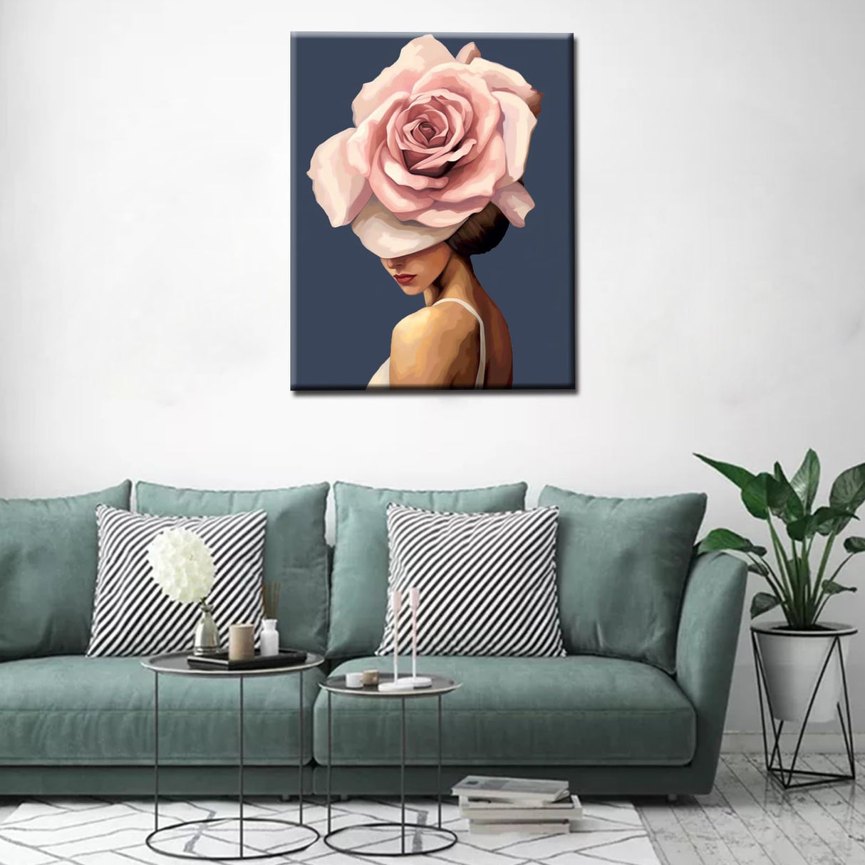 Tucocoo Abstract Flowers Girls DIY Paint by Numbers Kits for Adults Large Rose Digital Oil Painting on Canvas Painting by Numbers for Beginners Wall Art Home Decoration Gift 16x20Inch No Frame Tucocoo