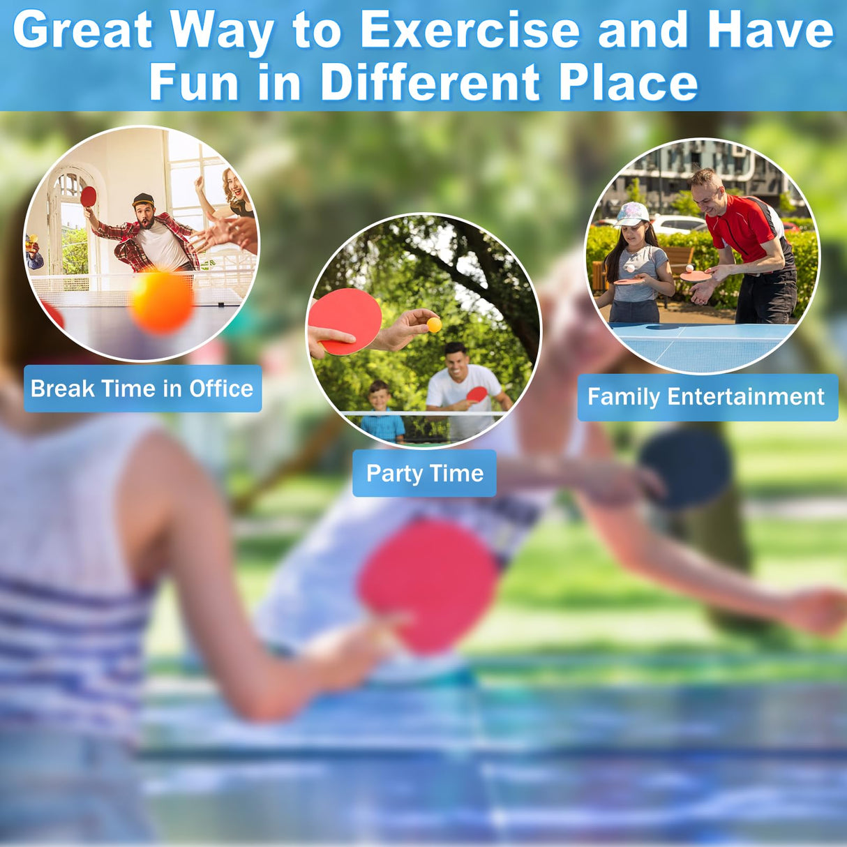 BOSTANA 108'' x 60'' x 30'' Table Tennis Table, Foldable Ping Pong Table with 1 Net 2 Paddles 3 Balls, Outdoor Table Tennis Table Single Player Playback Mode for Indoor Outdoor Game BOSTANA