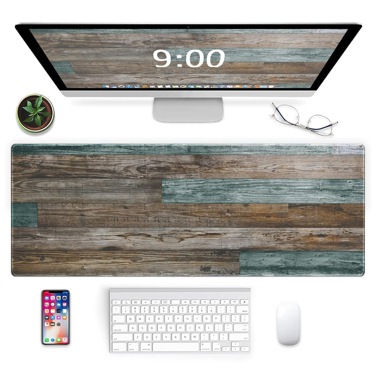 Galdas Gaming Mouse Pad Vintage Wood Grain Pattern XXL XL Large Mouse Pad Mat Long Extended Mousepad Desk Pad Non-Slip Rubber Mice Pads Stitched Edges Thin Pad (31.5x11.8x0.12Inch) Galdas