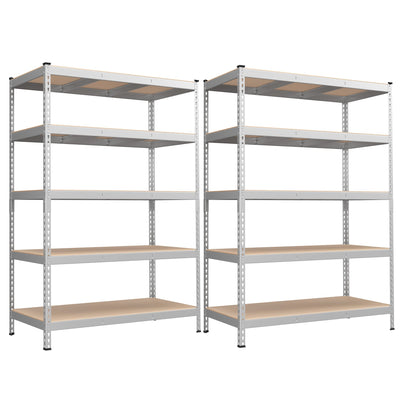 SONGMICS 5-Tier Storage Shelves, Set of 2 Garage Storage, Boltless Assembly, Adjustable Shelving Units, 23.6 x 47.2 x 70.9 Inches, Load 1929 lb Each, Shed Warehouse Basement, Silver UGLR600E02