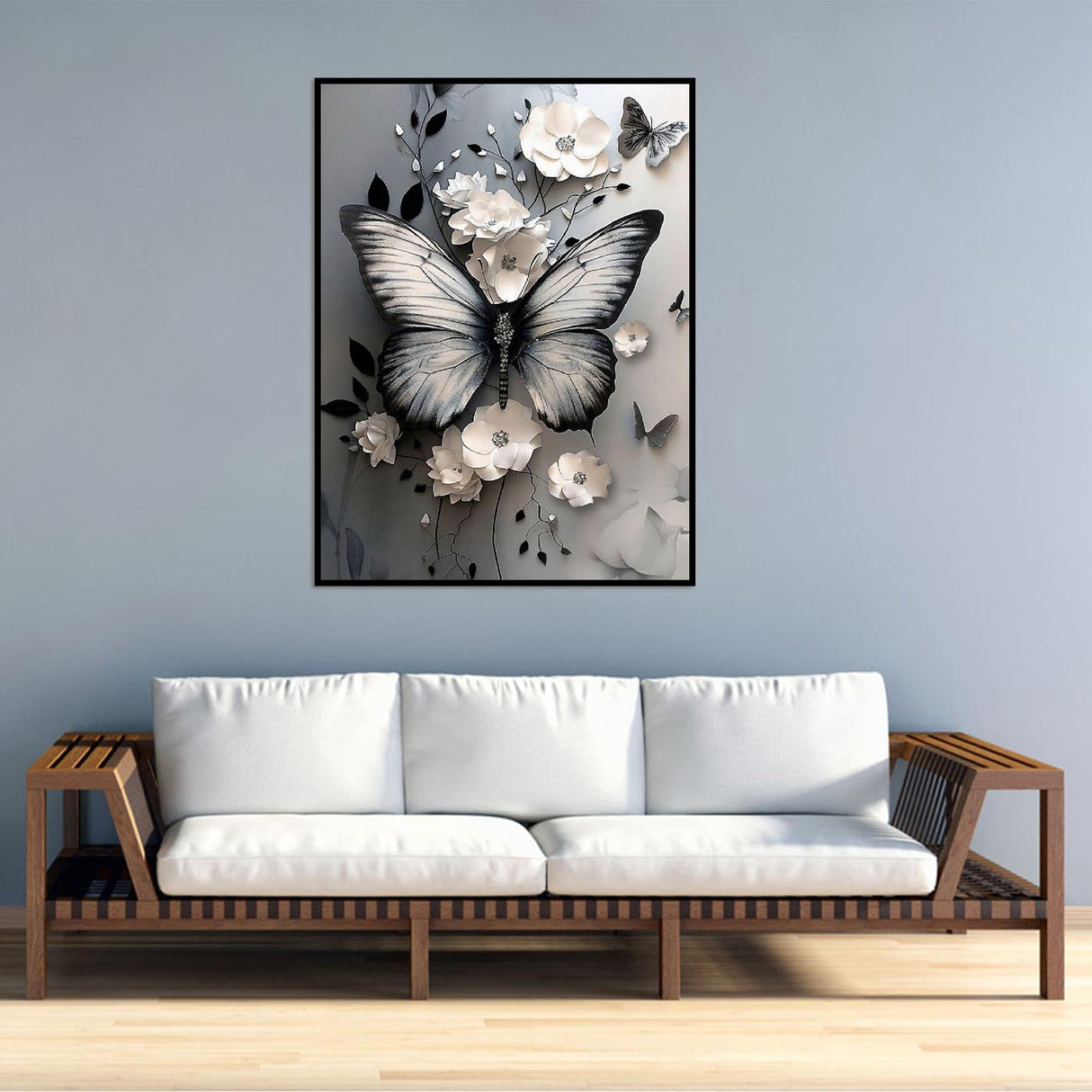 Diamond Art Kits for Adults, Butterfly Flower 5D DIY Diamond Painting Kit for Adults, Diamond Dots for Adults, Diamond Dots Painting Picture Art Craft for Home Wall Decor, 12x16 Inch Baiwanerxiang