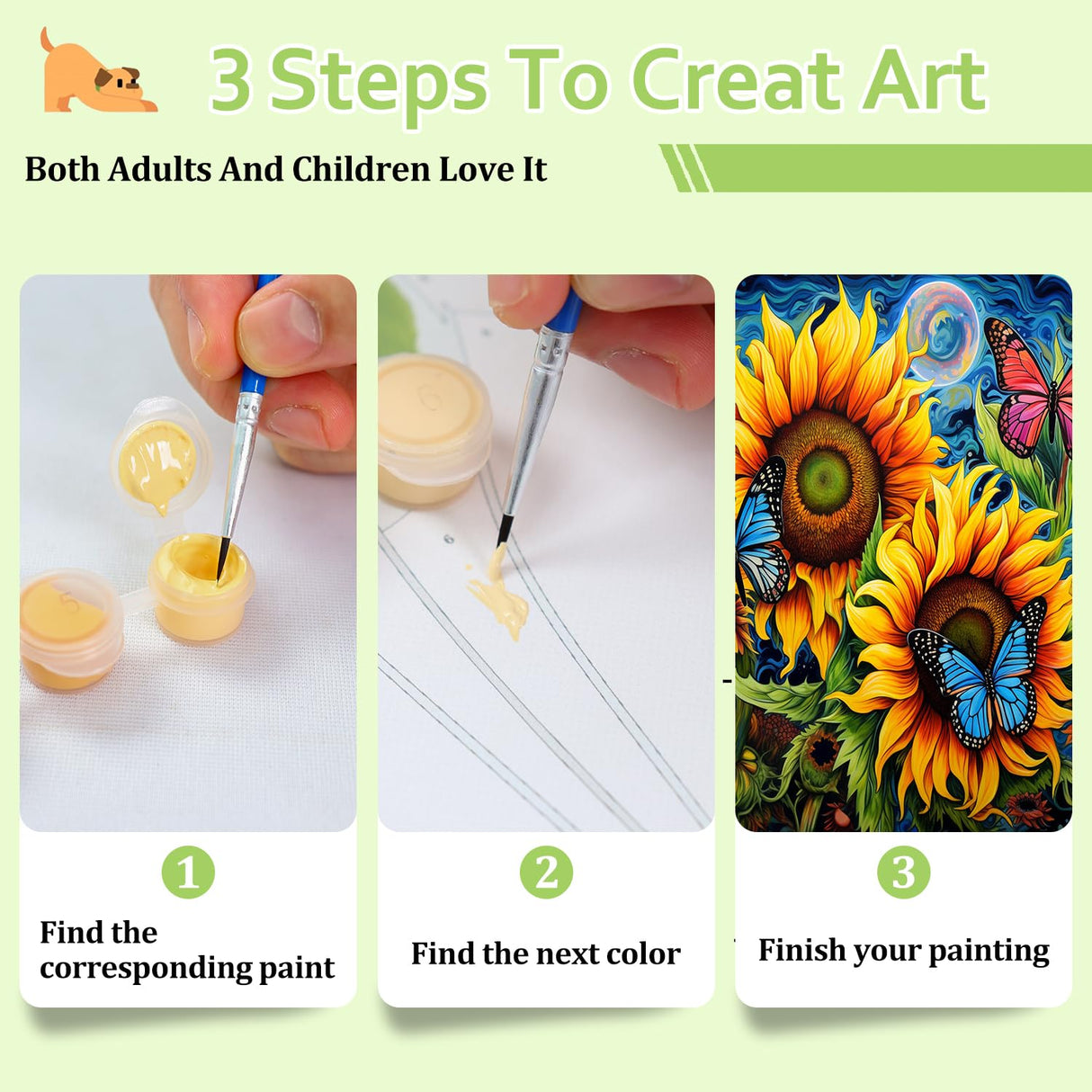 Reivworl Flowers Paint by Numbers Kit for Adults, Sunflower Paint by Number for Adults, Adult Paint by Number Kits for Gifts and Wall Decor 12x12 Inch Reivworl