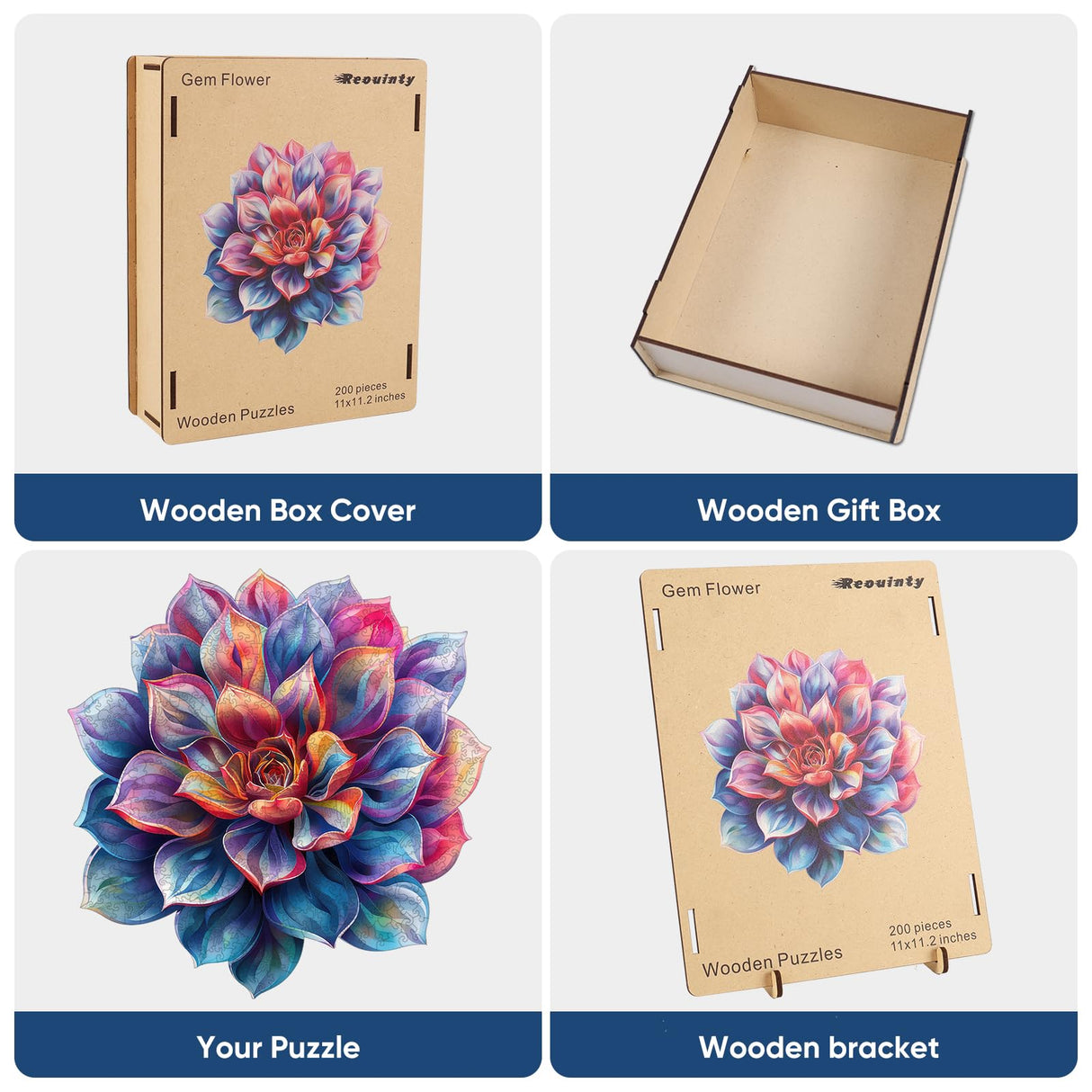 Wooden Puzzles for Adult, Flower Succulent Puzzle for Girl, Challenging Puzzle, 200 Piece Luxurious Shaped Wooden Puzzles for Adults, Family Game Medium 11.2 * 15.9in Reouinty