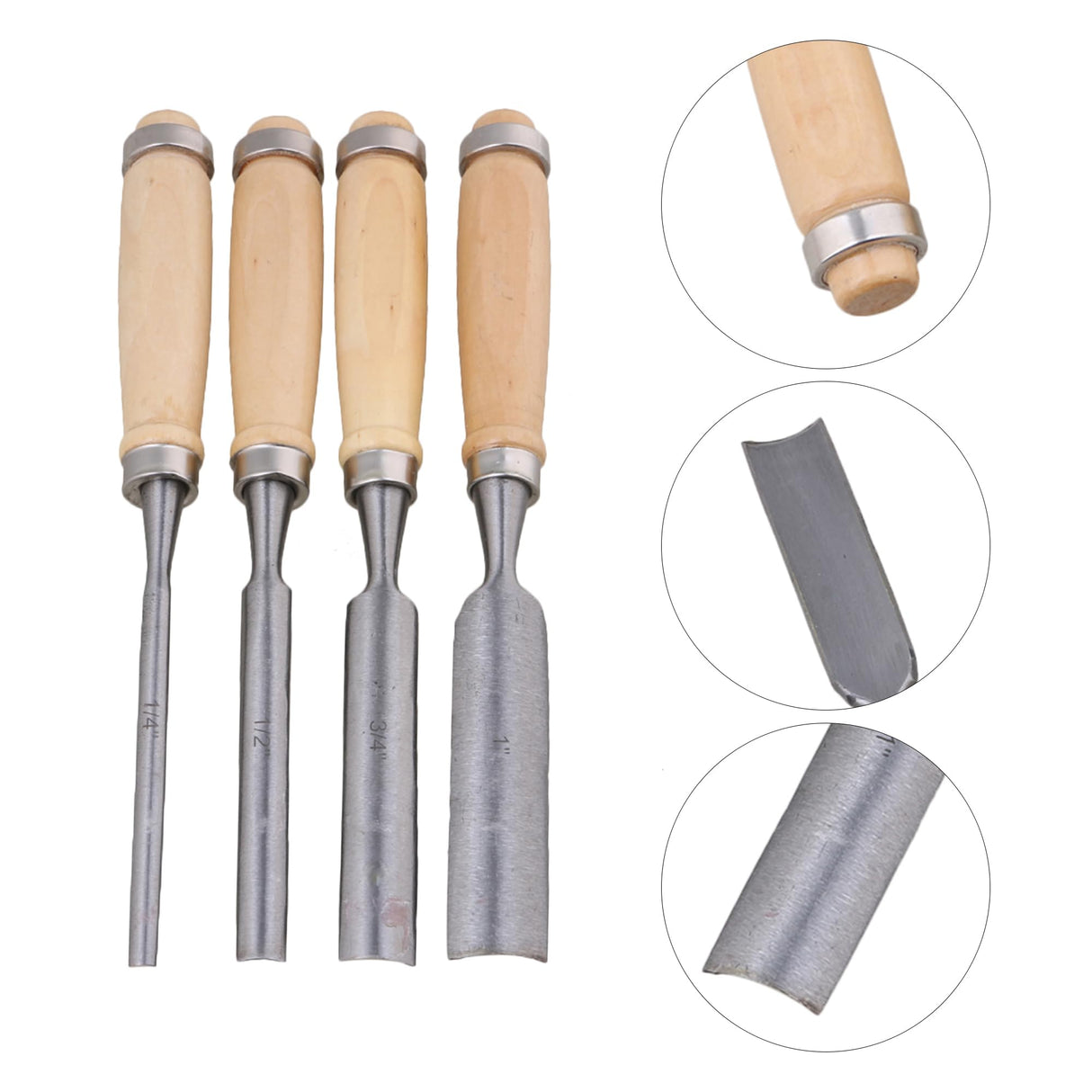 4 Pcs Half Round Chisel Chisel Set Inner Edge DIY Wood Gouge Chisel Woodworking Tool 6mm 12mm 18mm 24mm WoodArtSupply