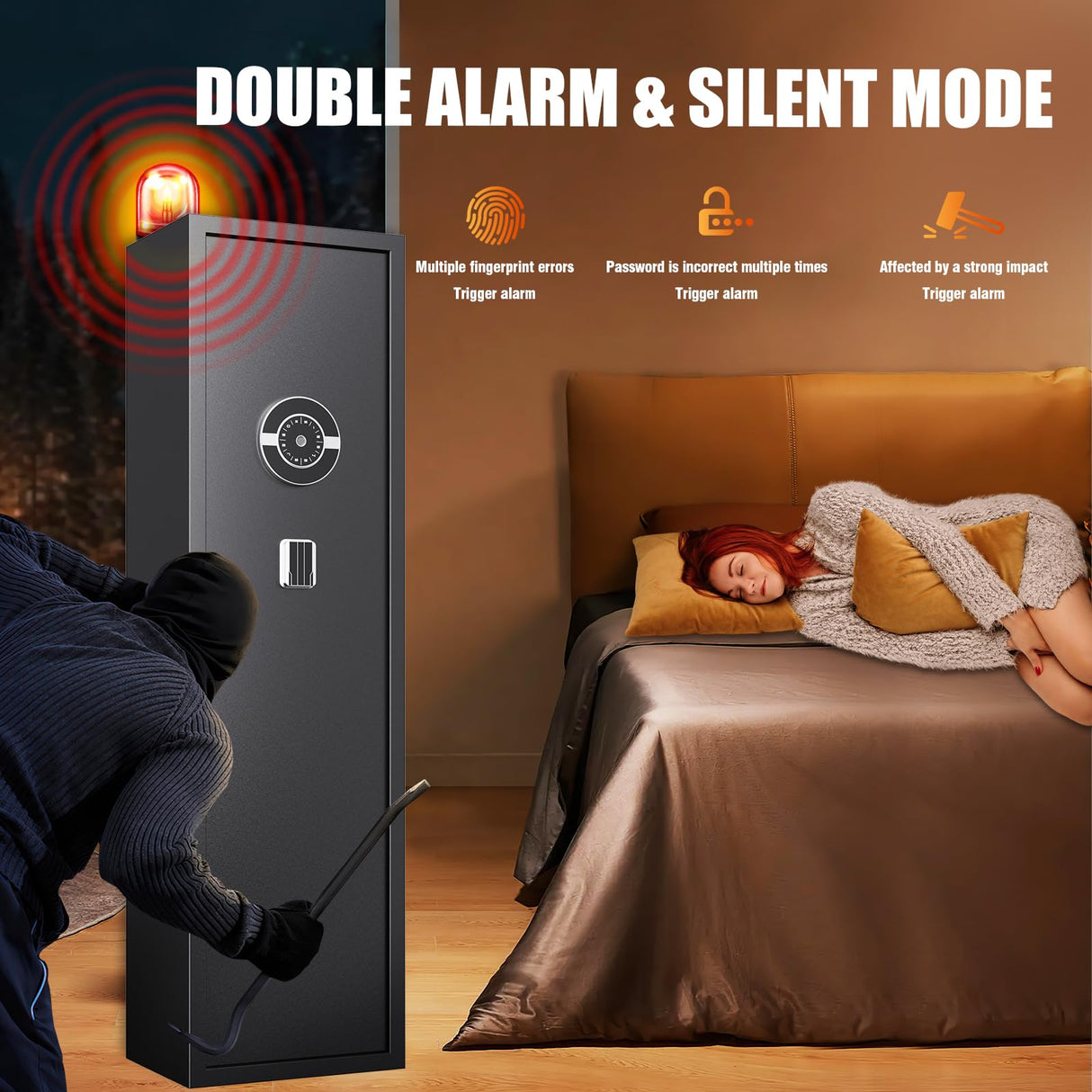 8-12 Gun Safe for Rifles and Pistols,biometric Fingerprint Lock,No Assembly Required,Fireproof Gun Safe for Home with Removable Gun Shelf,Alarm System,Silent Mode ZZXCBB