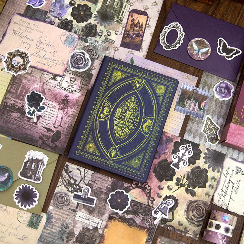 Diuhofart Ultimate Vintage Scrapbook Supplies, Junk Journal Kit - A6 Retro Notebook, Aesthetic Stationery Supplies, Craft Gift Set for Women, Perfect for Journaling, Scrapbooking Diuhofart