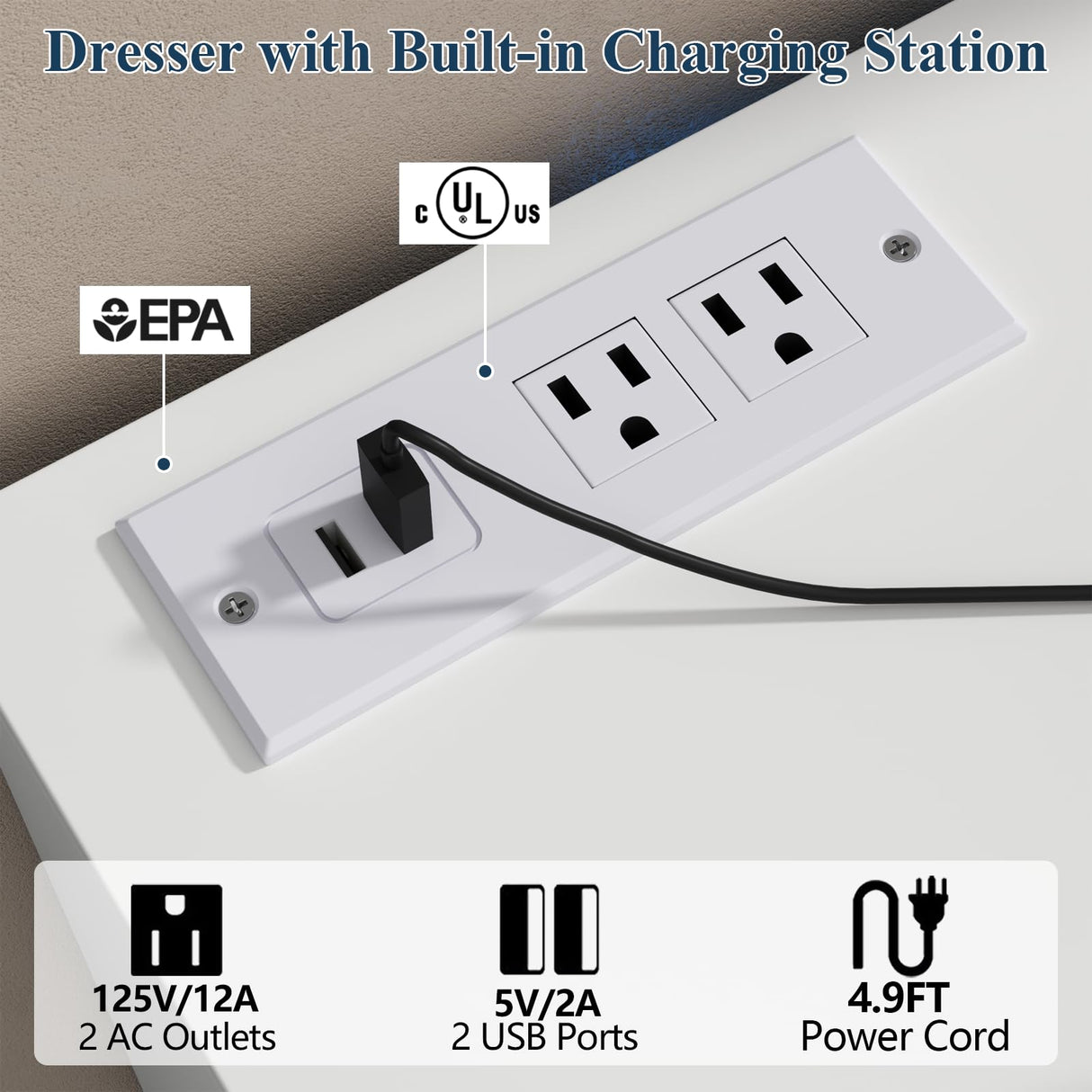 Loomie 12 Drawer White Dresser with Charging Station & Led Lights for Bedroom, Long 63" Quadruple Wide Dresser TV Stand for TVs up to 75", Large Dressers Organizer with 4 Open Cubbies for Living Room Loomie