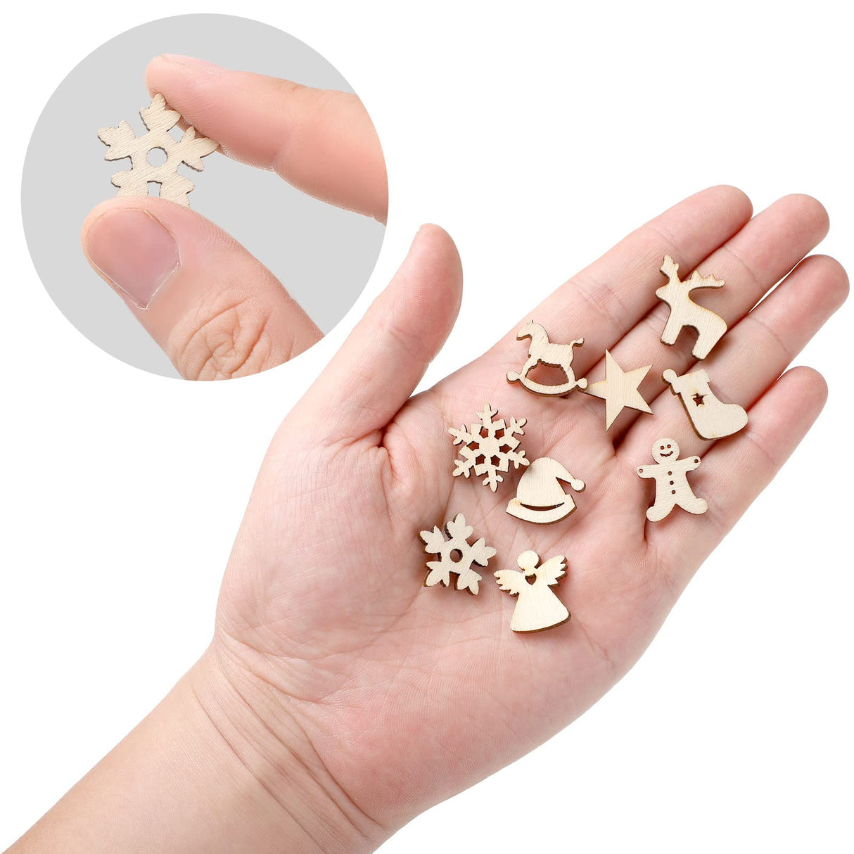 300 Pcs Unfinished Mini Wooden Ornaments Christmas DIY Mini Wood Cutouts with Storage Box for Crafts for Christmas Tree Hanging Crafts Home Decoration Gerrii