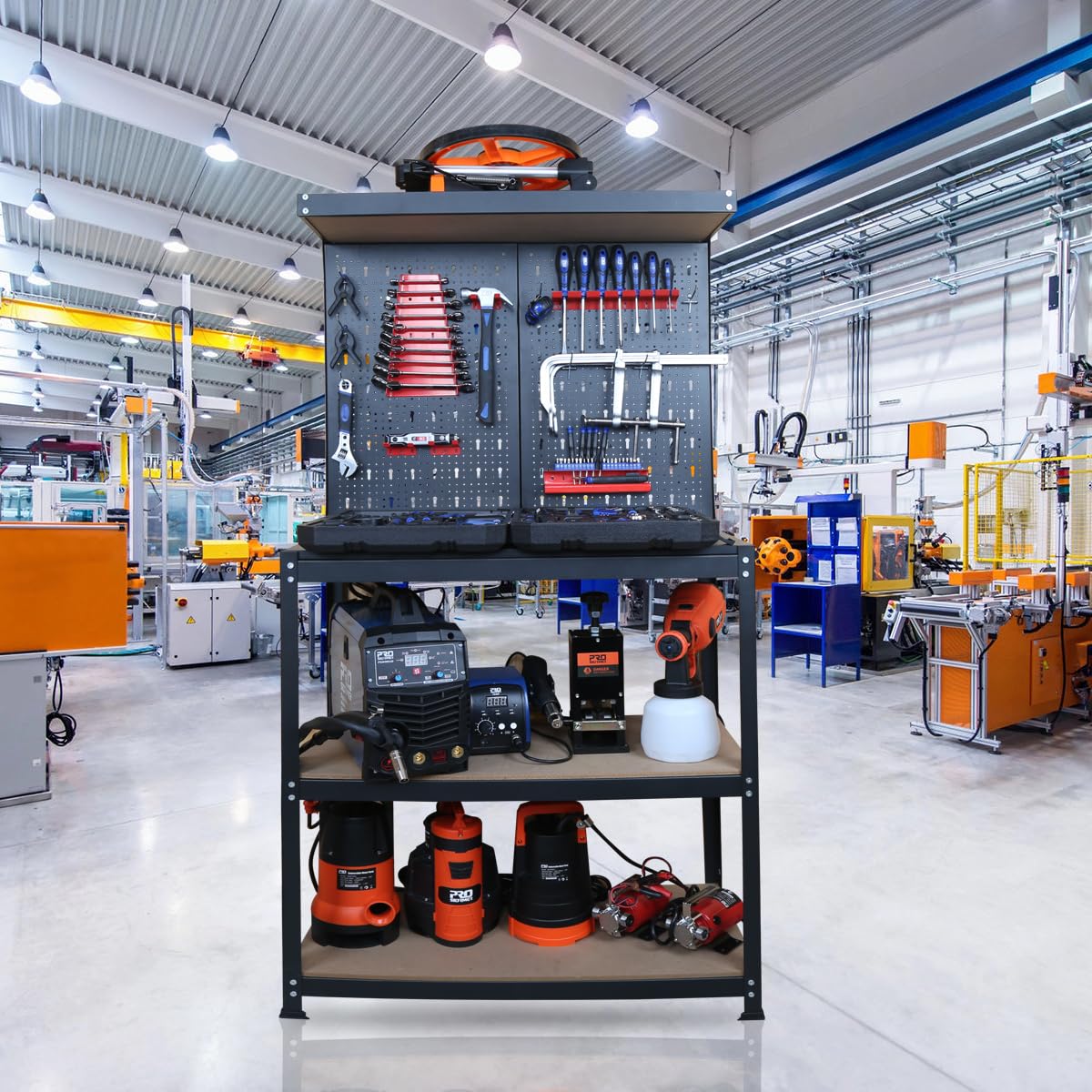 Prostormer Workbench, 31.5 inch Multipurpose Garage Work Bench Table with Peg Board Hook Kit for Home, Garage, and DIY Projects Prostormer