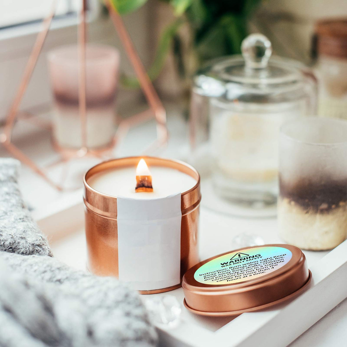 Holographic Candle Warning Labels Candle Jar Container Stickers Wax Melting Safety Stickers for Jars Tins Containers Making Supplies(240 Pieces) Zonon