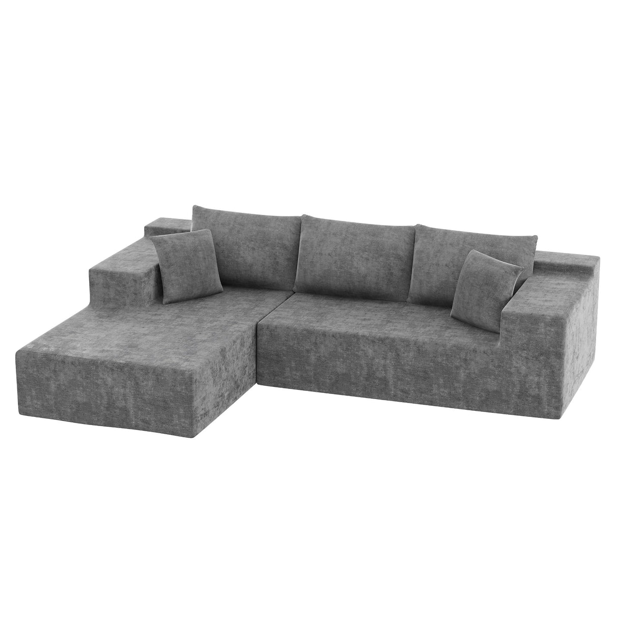 Homall 108" Modular Sectional Sofa, Boneless Couch with L-Shape Chaise, Cloud Couch with Deep Seat Upholstered, No Assembly Required for Living Room, Bedroom (Chenille, Grey) Homall