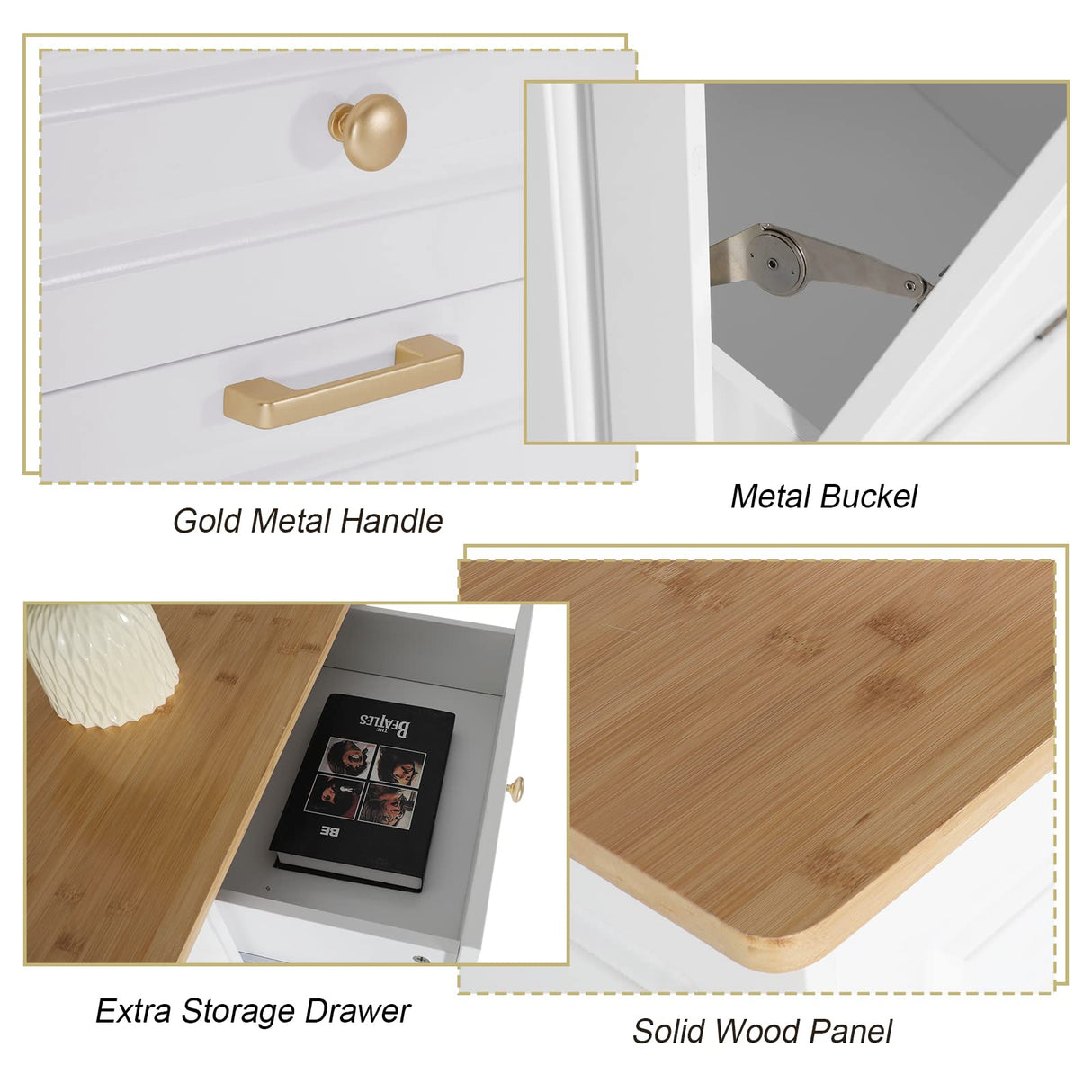 UEV Double Kitchen Trash Cabinets,Two Tilt Out Trash Cabinets with Solid Hideaway Drawers,Free Standing Wooden Kitchen Trash Can Recycling Cabinet Trash Can Holder (White) UEV